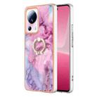 For Xiaomi 13 Lite 5G Electroplating Marble Dual-side IMD Phone Case with Ring(Pink 013) - 1