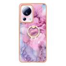 For Xiaomi 13 Lite 5G Electroplating Marble Dual-side IMD Phone Case with Ring(Pink 013) - 2