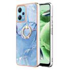 For Xiaomi Redmi Note 12 5G Global/Poco X5 5G Electroplating Marble Dual-side IMD Phone Case with Ring(Blue 018) - 1