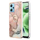 For Xiaomi Redmi Note 12 5G Global/Poco X5 5G Electroplating Marble Dual-side IMD Phone Case with Ring(Rose Gold 015) - 1