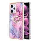 For Xiaomi Redmi Note 12 Pro 5G Global Electroplating Marble Dual-side IMD Phone Case with Ring(Pink 013) - 1