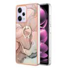 For Xiaomi Redmi Note 12 Pro 5G Global Electroplating Marble Dual-side IMD Phone Case with Ring(Rose Gold 015) - 1