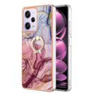 For Xiaomi Redmi Note 12 Pro 5G Global Electroplating Marble Dual-side IMD Phone Case with Ring(Rose Red 014) - 1