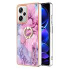 For Xiaomi Redmi Note 12 Pro+ Global Electroplating Marble Dual-side IMD Phone Case with Ring(Pink 013) - 1
