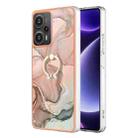 For Xiaomi Poco F5 5G / Redmi Note 12 Turbo Electroplating Marble Dual-side IMD Phone Case with Ring(Rose Gold 015) - 1