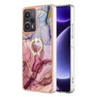 For Xiaomi Poco F5 5G / Redmi Note 12 Turbo Electroplating Marble Dual-side IMD Phone Case with Ring(Rose Red 014) - 1