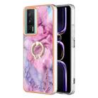 For Xiaomi Poco F5 Pro 5G / Redmi K60 Electroplating Marble Dual-side IMD Phone Case with Ring(Pink 013) - 1