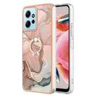 For Xiaomi Redmi Note 12 4G Global Electroplating Marble Dual-side IMD Phone Case with Ring(Rose Gold 015) - 1