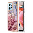 For Xiaomi Redmi Note 12 4G Global Electroplating Marble Dual-side IMD Phone Case with Ring(Rose Red 014) - 1