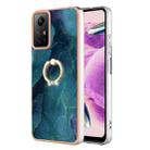 For Xiaomi Redmi Note 12S 4G Electroplating Marble Dual-side IMD Phone Case with Ring(Green 017) - 1