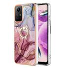 For Xiaomi Redmi Note 12S 4G Electroplating Marble Dual-side IMD Phone Case with Ring(Rose Red 014) - 1