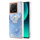 For Xiaomi 13T / 13T Pro Electroplating Marble Dual-side IMD Phone Case with Ring(Blue 018) - 1