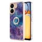 For Xiaomi Redmi 13C 4G Electroplating Marble Dual-side IMD Phone Case with Ring(Purple 016) - 1