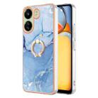 For Xiaomi Redmi 13C 4G Electroplating Marble Dual-side IMD Phone Case with Ring(Blue 018) - 1