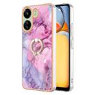 For Xiaomi Redmi 13C 4G Electroplating Marble Dual-side IMD Phone Case with Ring(Pink 013) - 1