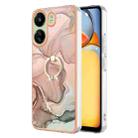 For Xiaomi Redmi 13C 4G Electroplating Marble Dual-side IMD Phone Case with Ring(Rose Gold 015) - 1