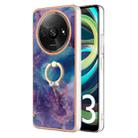 For Xiaomi Redmi A3 Electroplating Marble Dual-side IMD Phone Case with Ring(Purple 016) - 1