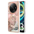 For Xiaomi Redmi A3 Electroplating Marble Dual-side IMD Phone Case with Ring(Rose Gold 015) - 1