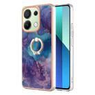 For Xiaomi Redmi Note 13 4G Global Electroplating Marble Dual-side IMD Phone Case with Ring(Purple 016) - 1