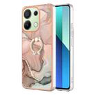 For Xiaomi Redmi Note 13 4G Global Electroplating Marble Dual-side IMD Phone Case with Ring(Rose Gold 015) - 1