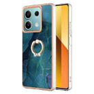 For Xiaomi Redmi Note 13 5G Global Electroplating Marble Dual-side IMD Phone Case with Ring(Green 017) - 1