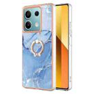 For Xiaomi Redmi Note 13 5G Global Electroplating Marble Dual-side IMD Phone Case with Ring(Blue 018) - 1