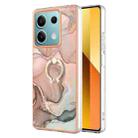 For Xiaomi Redmi Note 13 5G Global Electroplating Marble Dual-side IMD Phone Case with Ring(Rose Gold 015) - 1