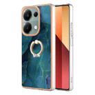 For Xiaomi Redmi Note 13 Pro 4G/Poco M6 Pro 4G Electroplating Marble Dual-side IMD Phone Case with Ring(Green 017) - 1