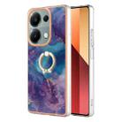 For Xiaomi Redmi Note 13 Pro 4G/Poco M6 Pro 4G Electroplating Marble Dual-side IMD Phone Case with Ring(Purple 016) - 1