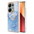 For Xiaomi Redmi Note 13 Pro 4G/Poco M6 Pro 4G Electroplating Marble Dual-side IMD Phone Case with Ring(Blue 018) - 1
