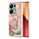 For Xiaomi Redmi Note 13 Pro 4G/Poco M6 Pro 4G Electroplating Marble Dual-side IMD Phone Case with Ring(Rose Gold 015) - 1