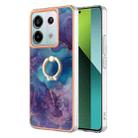 For Xiaomi Redmi Note 13 Pro 5G Global Electroplating Marble Dual-side IMD Phone Case with Ring(Purple 016) - 1
