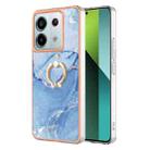 For Xiaomi Redmi Note 13 Pro 5G Global Electroplating Marble Dual-side IMD Phone Case with Ring(Blue 018) - 1