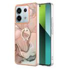 For Xiaomi Redmi Note 13 Pro 5G Global Electroplating Marble Dual-side IMD Phone Case with Ring(Rose Gold 015) - 1