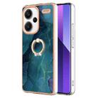 For Xiaomi Redmi Note 13 Pro+ 5G Electroplating Marble Dual-side IMD Phone Case with Ring(Green 017) - 1