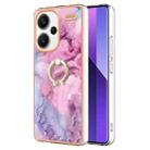 For Xiaomi Redmi Note 13 Pro+ 5G Electroplating Marble Dual-side IMD Phone Case with Ring(Pink 013) - 1