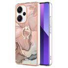 For Xiaomi Redmi Note 13 Pro+ 5G Electroplating Marble Dual-side IMD Phone Case with Ring(Rose Gold 015) - 1