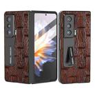 For Honor Magic Vs ABEEL Integrated Genuine Leather Mahjong Texture Series Phone Case with Holder(Brown) - 1