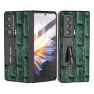 For Honor Magic Vs ABEEL Integrated Genuine Leather Mahjong Texture Series Phone Case with Holder(Green) - 1