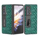 For Honor Magic V ABEEL Integrated Genuine Leather Sky Series Phone Case with Holder(Green) - 1