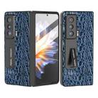 For Honor Magic V ABEEL Integrated Genuine Leather Sky Series Phone Case with Holder(Blue) - 1