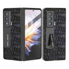 For Honor Magic V ABEEL Integrated Genuine Leather Sky Series Phone Case with Holder(Black) - 1