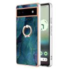 For Google Pixel 6a Electroplating Marble Dual-side IMD Phone Case with Ring(Green 017) - 1