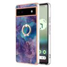 For Google Pixel 6a Electroplating Marble Dual-side IMD Phone Case with Ring(Purple 016) - 1