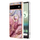 For Google Pixel 6a Electroplating Marble Dual-side IMD Phone Case with Ring(Rose Red 014) - 1