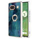 For Google Pixel 7a Electroplating Marble Dual-side IMD Phone Case with Ring(Green 017) - 1