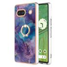 For Google Pixel 7a Electroplating Marble Dual-side IMD Phone Case with Ring(Purple 016) - 1