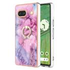 For Google Pixel 7a Electroplating Marble Dual-side IMD Phone Case with Ring(Pink 013) - 1