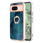 For Google Pixel 8a Electroplating Marble Dual-side IMD Phone Case with Ring(Green 017) - 1