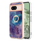 For Google Pixel 8a Electroplating Marble Dual-side IMD Phone Case with Ring(Purple 016) - 1